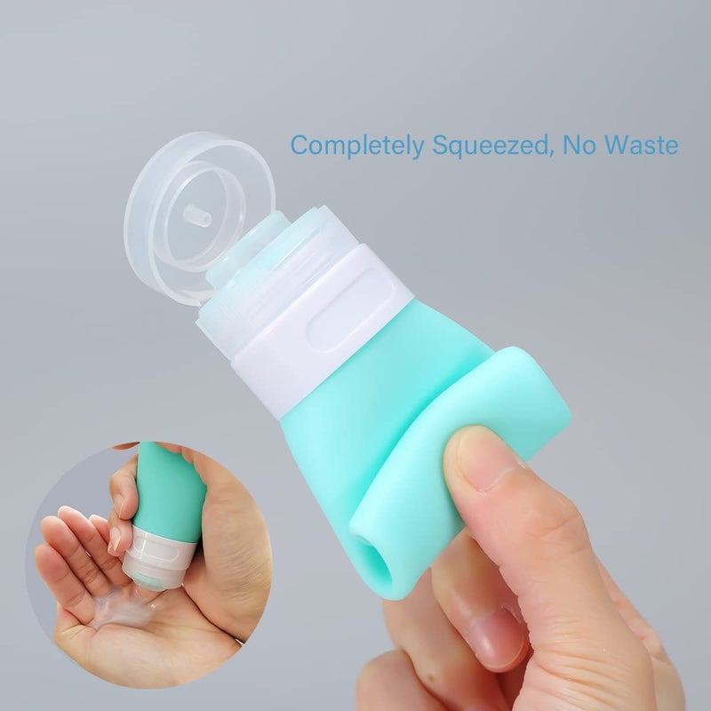 LUFEVRM 2 Pcs Silicone Travel Bottles,3oz Leak Proof Refillable Squeeze Containers with Transparent Carry Bag,Small Empty Travel Size Bottles for Shampoo,Conditioner,Lotion,Toiletries - Image 3
